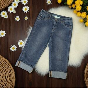 Point Zero Blue Denim Rolled Hem Capris Jeans Womens Medium Large